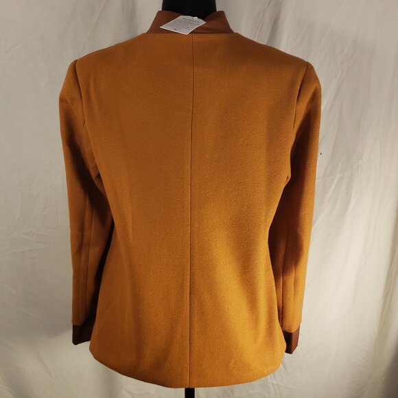 NWT Gold and Brown Button-Down Jacket with Mandarin, Size M - Picture 4 of 7